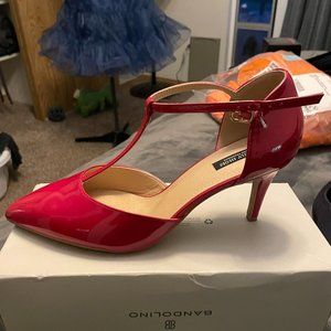 Women's Comfortable Pointed Toe T-Strap High Heel Pumps Shoes